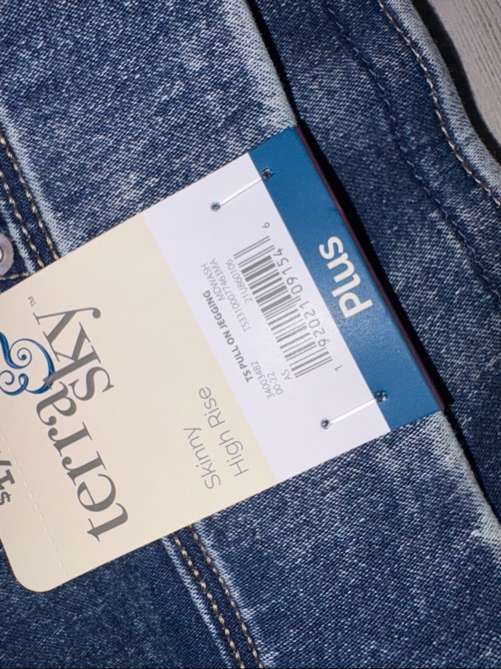 Terra & Sky  Jeggings Skinny Hgh Rise Washed Blue Size 2X (20-22W) - Picture 2 of 12